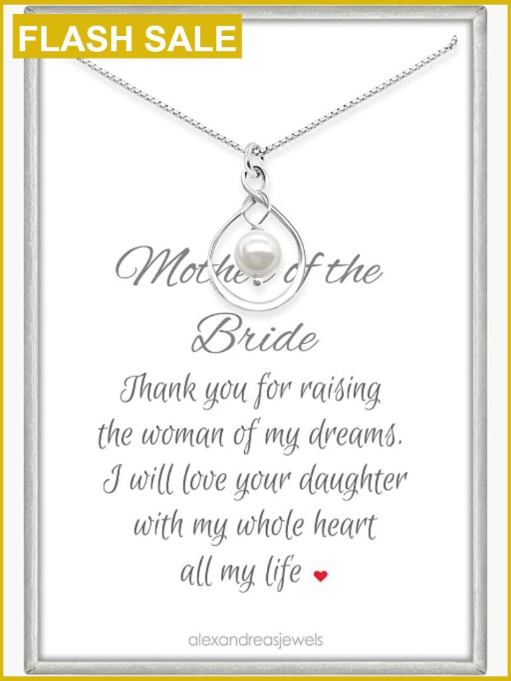 Sterling Silver Infinity Pendant Necklace with Pearl, Mother of Bride Gift